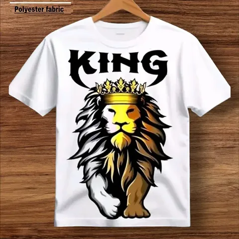 Classic Polyester Printed Round Neck White T-Shirt For Men