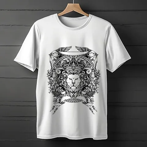 Classic Polyester Printed Round Neck T-Shirt For Men