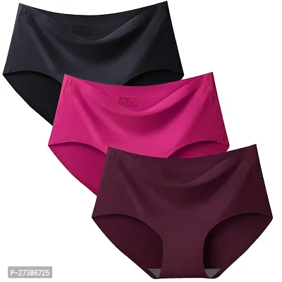 Stylish Multicoloured Cotton Solid Seamless Panty For Women Pack Of 3-thumb0