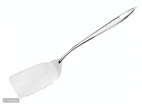 Kitchen Tools Stainless Steel(Food Grade) Heavy Gauge(1.3 Mm) Plus Plain Turner/Spatula/Cooking (Size 34 Cm)-thumb0