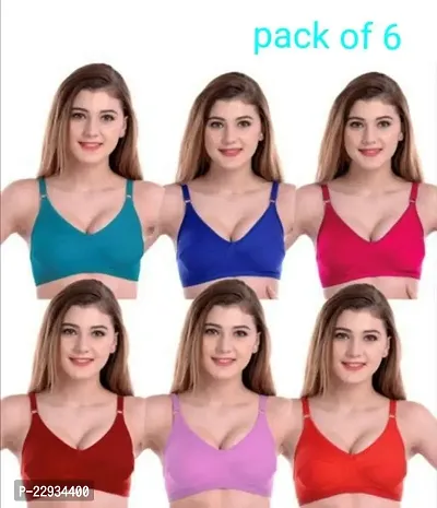 Stylish Multicoloured Cotton Solid Bras For Women Pack of 6