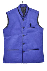Blue Nehru Jackets   Vests For Men-thumb2