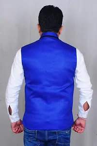 A P Creation Men's Cotton Blend Nehru and Modi Blue Jacket Ethnic Style-thumb3