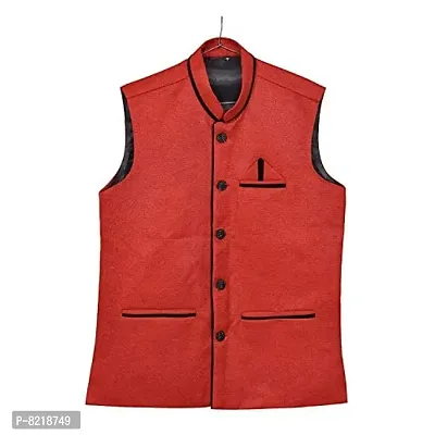 A P Creation Nehru Jacket Sleeveless Solid Men's Regular Fit Jute Ethnic Nehru Modi Jacket Or Waistcoat-thumb5