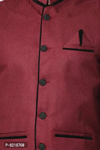 A P Creation Nehru Jacket Men Latest Nehru Jacket Sleeveless Solid Waistcoats Color Maroon 38-42-thumb2
