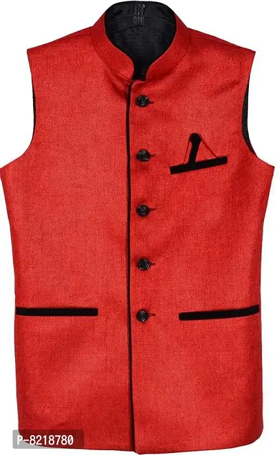A P Creation Waistcoat | Wedding and Festival Men's Wear | Ethnic Nehru Jacket | Red Nehru Jacket | Men's Wear-thumb0
