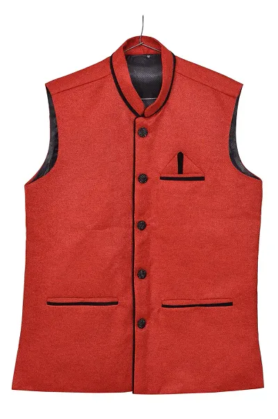 A P Creation Waistcoat |Ethnic Nehru Jacket | Wedding and Festival Men's Wear | Red Nehru Jacket | Mens Wear