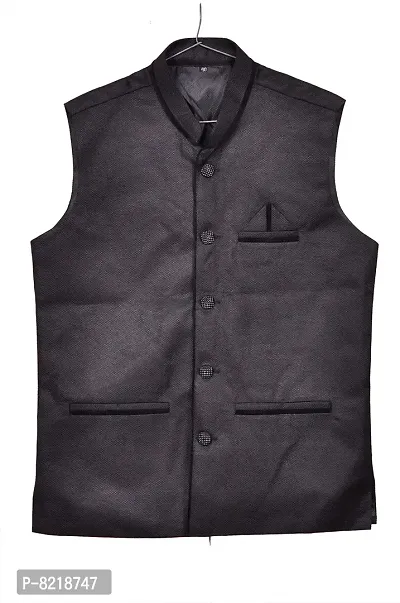Black Nehru Jackets   Vests For Men-thumb3