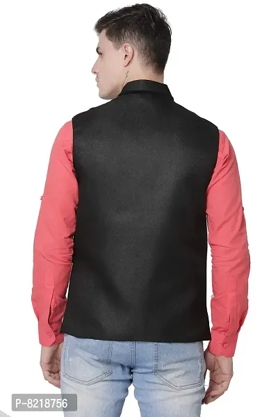 A P Creation Nehru Jacket Sleeveless Solid Men's Regular Fit Jute Ethnic Nehru Modi Jacket Or Waistcoat-thumb4