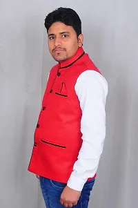 A P Creation Waistcoat | Wedding and Festival Men's Wear | Ethnic Nehru Jacket | Red Nehru Jacket | Mens Wear (Medium)-thumb2