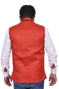 A P Creation Nehru Jacket Sleeveless Solid Men Jacket (Red, X-Large)-thumb3