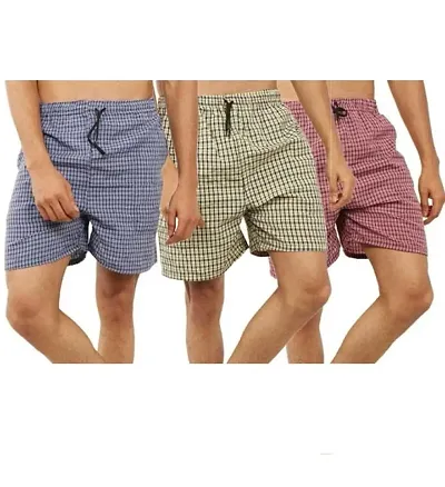 A P Creation Boxers for Men Cotton Boxer Shorts Multicolored Pack of 3