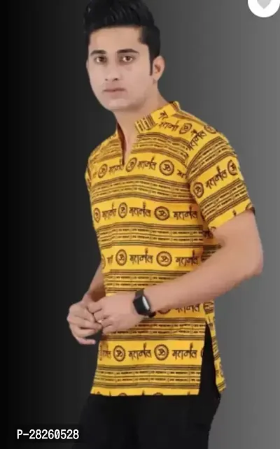 Men Printed Pure Cotton Straight Kurta