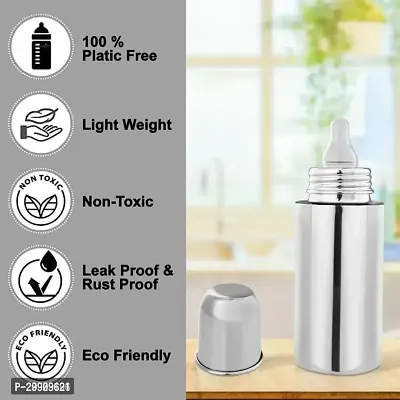 Stainless Steel Infant Baby Feeding Bottle Medium-Flow Nipple (240 ML Pack of 1)-thumb3