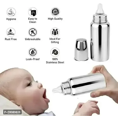 Stainless Steel Infant Baby Feeding Bottle Medium-Flow Nipple (240 ML Pack of 1)-thumb4