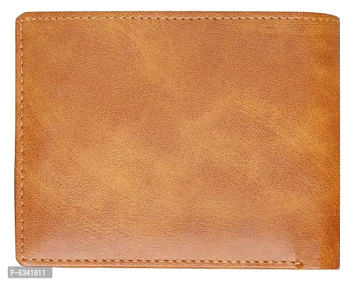 Stylish Artificial Leather Tan Solid 8 Compartments Wallet For Men-thumb3