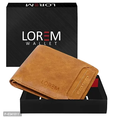 Stylish Artificial Leather Tan Solid 8 Compartments Wallet For Men-thumb0