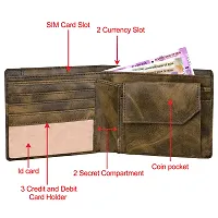 Stylish Artificial Leather Brown Solid 5 Compartments Wallet For Men-thumb3