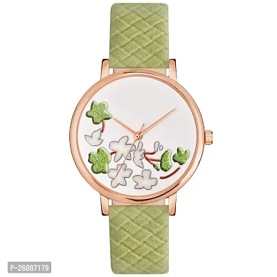 LORTTA LT- 501 Green Flower Round Dial Analog Women Watch For Girls-thumb0