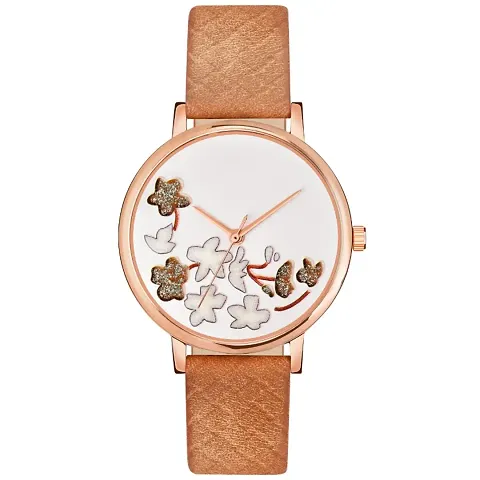 Genuine Leather Strap Analog Watch women and girls