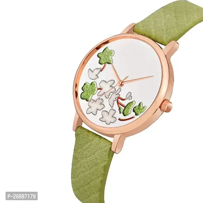 LORTTA LT- 501 Green Flower Round Dial Analog Women Watch For Girls-thumb2