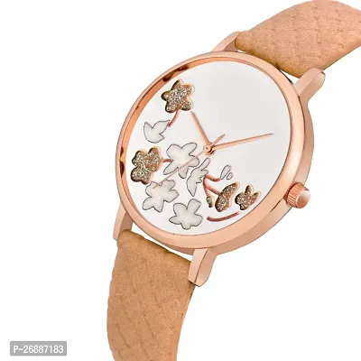 LORTTA LT- 504 Tan Flower Round Dial Analog Women Watch For Girls-thumb5