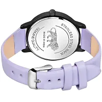 LORETTA LT-609 Purple Leather Belt Black Dial Women Watch For Girls-thumb1