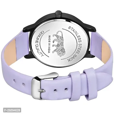 LORETTA LT-609 Purple Leather Belt Black Dial Women Watch For Girls-thumb2