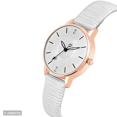 LORETTA LT-313 White Leather Strap Round Dial Women Watch For Girls-thumb4