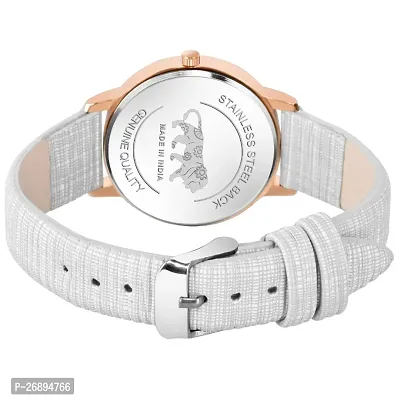 LORETTA LT-313 White Leather Strap Round Dial Women Watch For Girls-thumb5