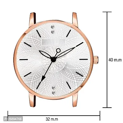 LORETTA LT-313 White Leather Strap Round Dial Women Watch For Girls-thumb2