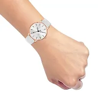 LORETTA LT-313 White Leather Strap Round Dial Women Watch For Girls-thumb2