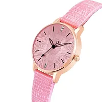 LORETTA LT-314 Pink Leather Strap Round Dial Women Watch For Girls-thumb3