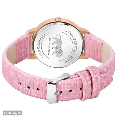 LORETTA LT-314 Pink Leather Strap Round Dial Women Watch For Girls-thumb5