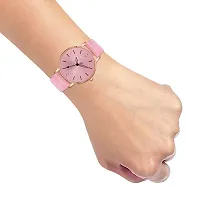LORETTA LT-314 Pink Leather Strap Round Dial Women Watch For Girls-thumb2