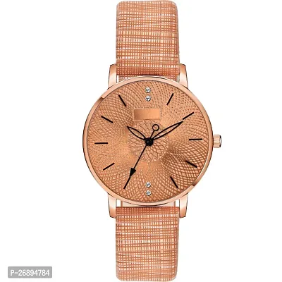 LORETTA LT-315 Brown Leather Strap Round Dial Women Watch For Girls