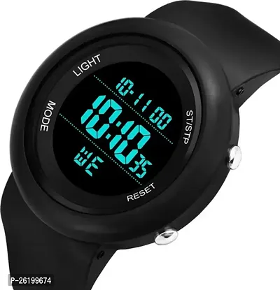 Stylish Black Silicone Digital Watch For Men-thumb0