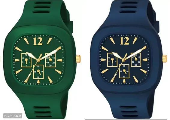 Stylish Multicoloured Silicone Digital Watch For Men Pack Of 2