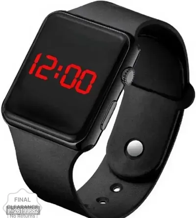 Stylish Black Rubber Digital Watch For Men-thumb0