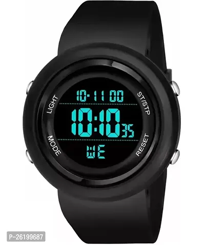 Stylish Black Silicone Digital Watch For Men-thumb0