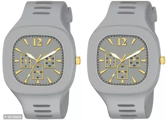Stylish White Silicone Digital Watch For Men Pack Of 2