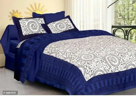 Cotton jaipuri printed queen size double bedsheet-thumb0