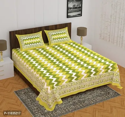 104 TC Cotton Double Jaipuri Prints Flat Bedsheet-thumb0