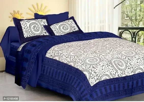 104 TC Cotton Double Jaipuri Prints Flat Bedsheet-thumb0