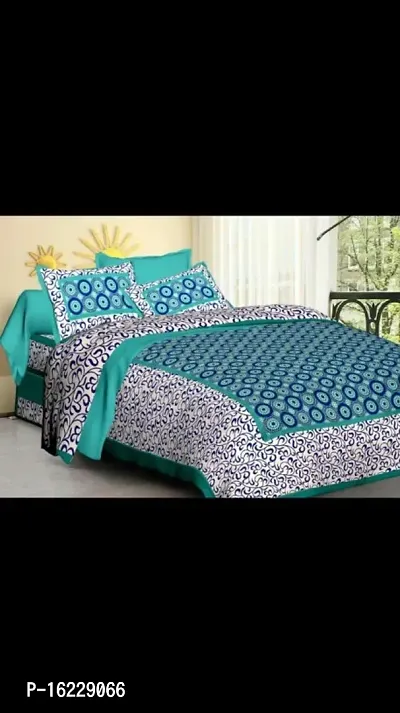 104 TC Cotton Double Jaipuri Prints Flat Bedsheet-thumb0