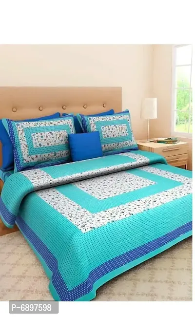 Cotton jaipuri printed queen size double bedsheet