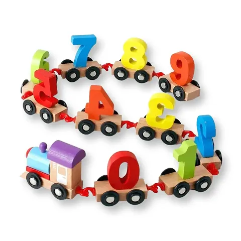 Harfi Works Wooden Colorful Number Train - Educational Toys for Kids, Toddler Train Vehicle Pattern 0 to 9 Number Learning, Learning Toys for Kids - (Multicolor)