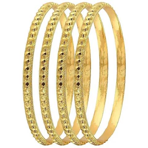 CUTE 1 Gram Plated Traditional Plain Bangle Set for Women Girls