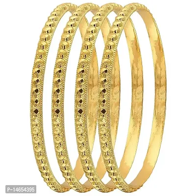 CUTE GOLD 1 Gram Gold Plated Copper Traditional Plain Bangle Set for Women  Girls-thumb0