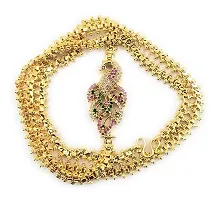 CUTE GOLD One Gram Micro Gold Plated Traditional Designer American Diamond Stone Mugappu Chain for Women  Girls-thumb1